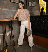 Load image into Gallery viewer, Rosebud Embellished Top with Bay Salt Trousers