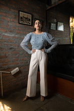 Load image into Gallery viewer, Cloud Blue Embellished Top with Bay Salt Trousers