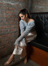 Load image into Gallery viewer, Cloud Blue Embellished Top with Bay Salt Trousers