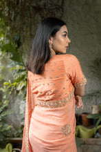 Load image into Gallery viewer, Peach Embellished Saree Set