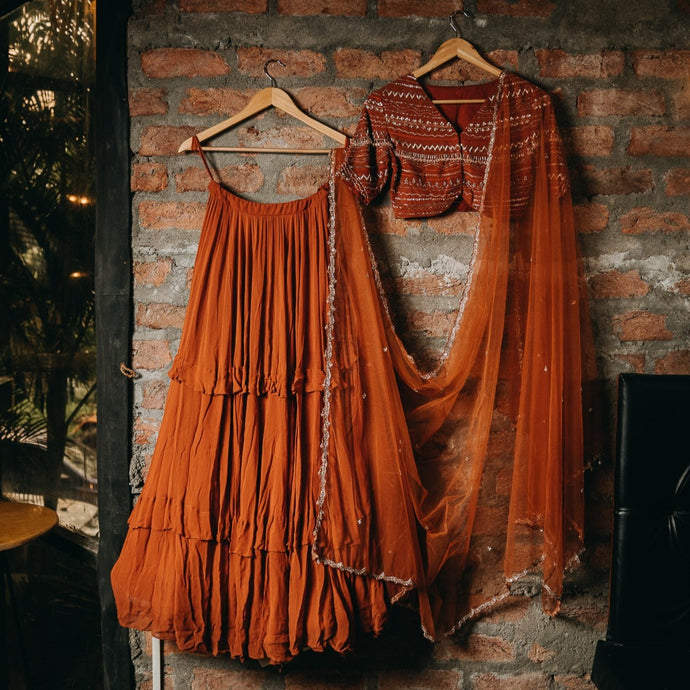 Rust Orange Lehenga