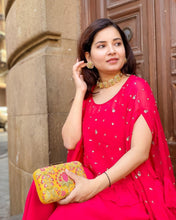 Load image into Gallery viewer, Ashu Sethi (Indyshades) in Fuchsia Jumpsuit with Ruffle Poncho