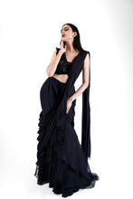 Load image into Gallery viewer, Raven Black Concept Saree