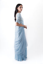 Load image into Gallery viewer, Cloud Blue Concept Saree Set