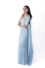 Load image into Gallery viewer, Cloud Blue Concept Saree Set