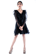 Load image into Gallery viewer, Raven Black Ruffle Dress