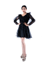 Load image into Gallery viewer, Raven Black Ruffle Dress