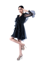 Load image into Gallery viewer, Raven Black Ruffle Dress