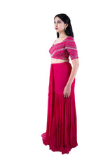 Load image into Gallery viewer, Fuchsia Pleated Concept Saree