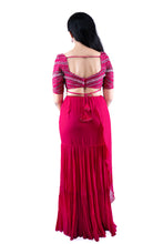 Load image into Gallery viewer, Fuchsia Pleated Concept Saree