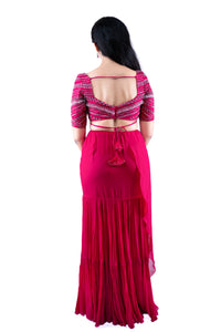 Fuchsia Pleated Concept Saree