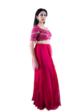 Load image into Gallery viewer, Fuchsia Pleated Concept Saree