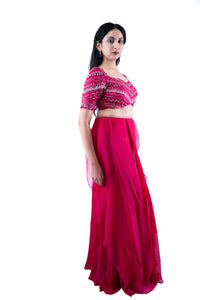 Fuchsia Pleated Concept Saree