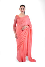 Load image into Gallery viewer, Peach Saree Set