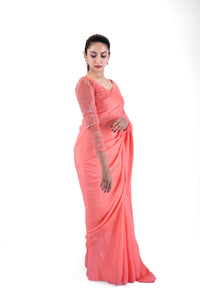 Peach Saree Set