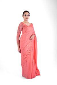 Peach Saree Set