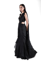 Load image into Gallery viewer, Raven Black Concept Saree