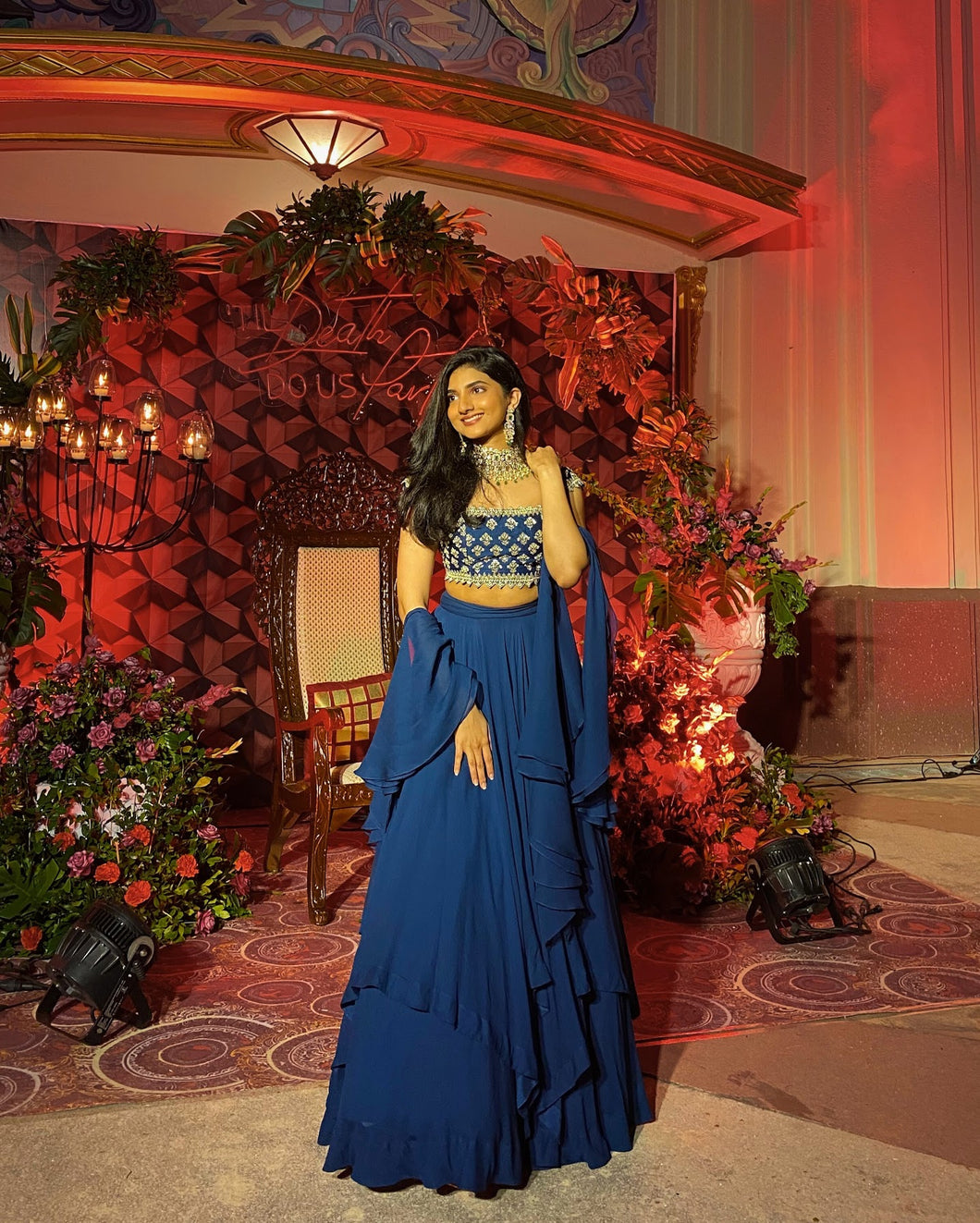 Esha Rao in Sapphire Blue Lehenga Set