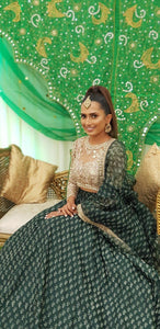 Shaheen Shaikh in Emerald Printed Lehenga Set