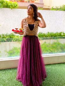 Trishala Kamath in Rosebud Jacket & Mahogany Skirt Set