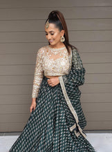 Load image into Gallery viewer, Shaheen Shaikh in Emerald Printed Lehenga Set