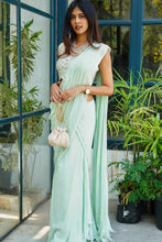 Load image into Gallery viewer, Divya Boppana in Honey Dew Concept Saree Set