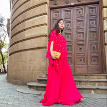 Load image into Gallery viewer, Ashu Sethi (Indyshades) in Fuchsia Jumpsuit with Ruffle Poncho