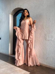 Esha Rao in Rosebud Beaded Gharara Set