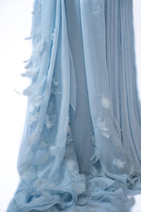 Cloud Blue Feather Dupatta