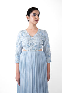 Cloud Blue Pleated Gown