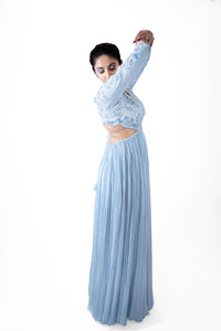 Cloud Blue Pleated Gown