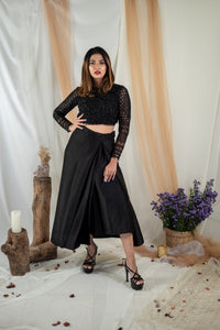 Raven Black Draped Skirt Set