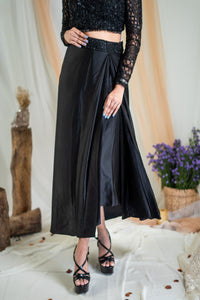 Raven Black Draped Skirt Set