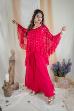 Load image into Gallery viewer, Fuchsia Jumpsuit with Ruffle Poncho