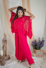 Load image into Gallery viewer, Fuchsia Jumpsuit with Ruffle Poncho