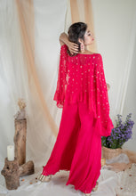 Load image into Gallery viewer, Fuchsia Jumpsuit with Ruffle Poncho