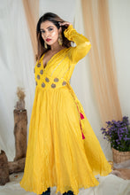 Load image into Gallery viewer, Tuscan Sun Angrakha &amp; Seagrass Chudidar Set with Fuchsia Dupatta