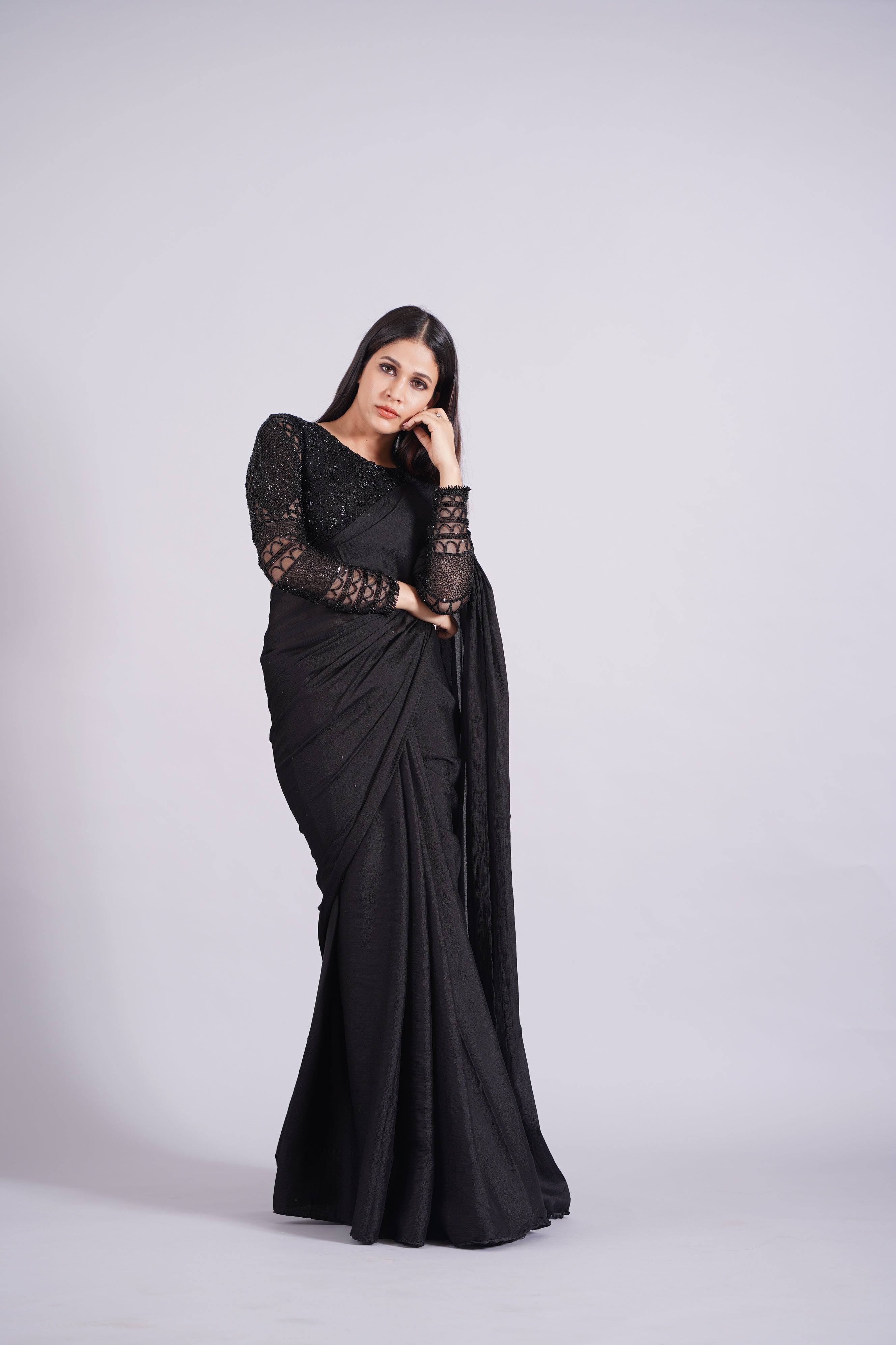 Black Heavy Georgette Sequence Work Saree, Saree for USA Women, Sequence  Saree, Designer Saree, Georgette Saree, Black Saree, Saree Blouse. - Etsy