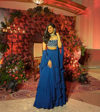 Load image into Gallery viewer, Esha Rao in Sapphire Blue Lehenga Set