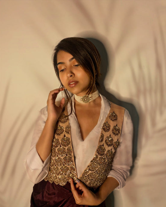 Trishala Kamath in Rosebud Embellished Jacket