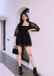 Esha Rao in Lil' Raven Black Dress