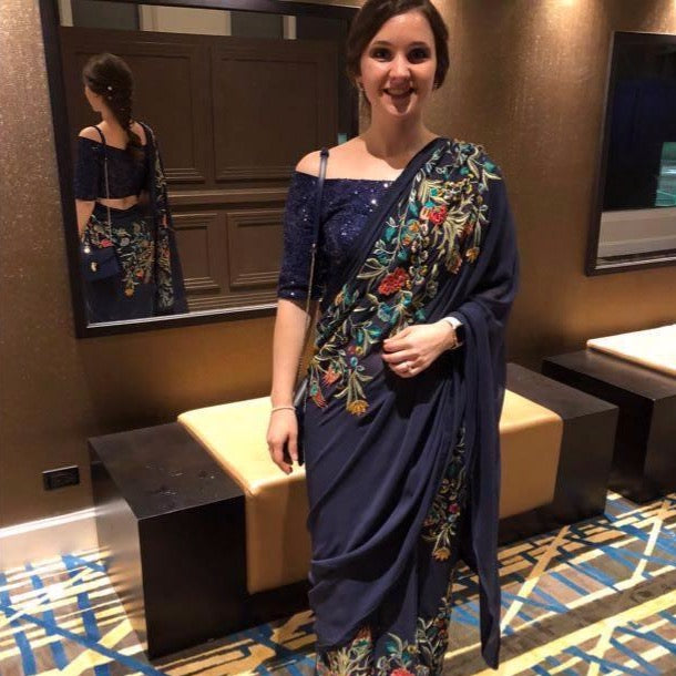 Alina Kansal in Sapphire Blue Saree Set