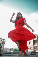 Load image into Gallery viewer, Esha Rao in Ruby Red Drape Set