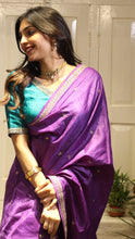 Load image into Gallery viewer, Eggplant Saree with Emerald Blouse