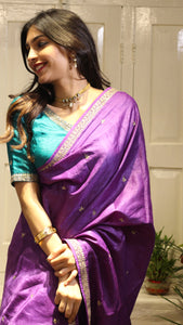 Eggplant Saree with Emerald Blouse