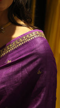 Load image into Gallery viewer, Eggplant Saree with Emerald Blouse