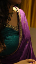 Load image into Gallery viewer, Eggplant Saree with Emerald Blouse