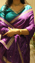 Load image into Gallery viewer, Eggplant Saree with Emerald Blouse