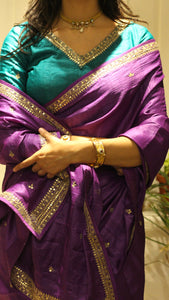 Eggplant Saree with Emerald Blouse