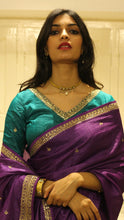 Load image into Gallery viewer, Eggplant Saree with Emerald Blouse